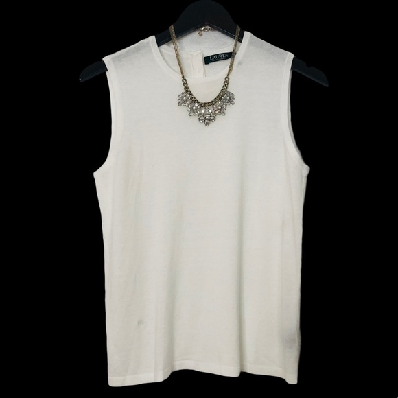 Lauren Ralph Lauren Sleeveless Ivory Sweater - Picture 2 of 8